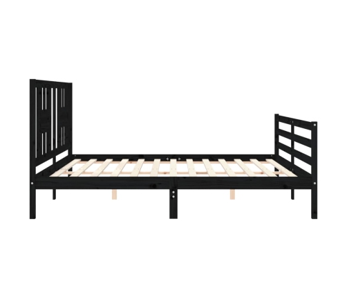 Estructura de cama con cabecero madera maciza negro 200x200 cm