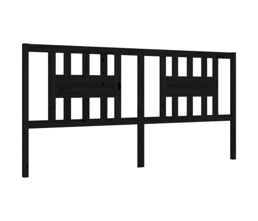 Estructura de cama con cabecero madera maciza negro 200x200 cm