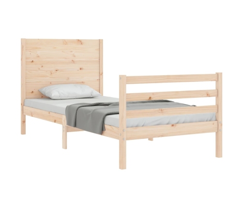 Estructura de cama individual con cabecero madera maciza