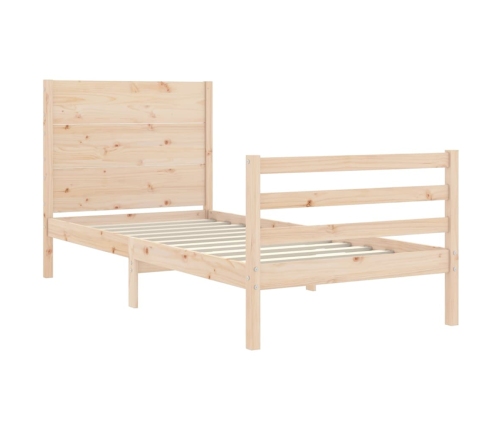 Estructura de cama individual con cabecero madera maciza