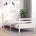Estructura de cama individual con cabecero madera maciza blanco