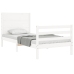 Estructura de cama individual con cabecero madera maciza blanco
