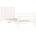 Estructura de cama individual con cabecero madera maciza blanco