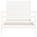 Estructura de cama individual con cabecero madera maciza blanco