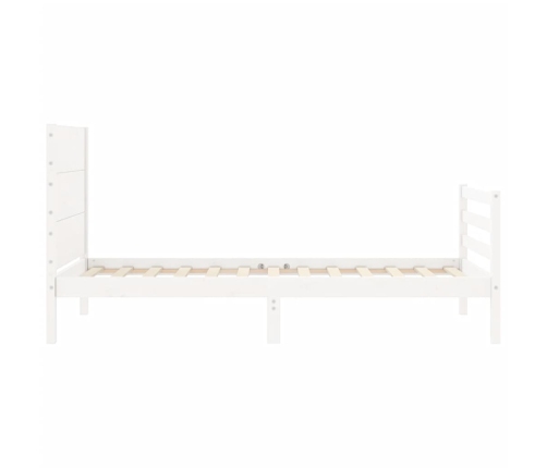 Estructura de cama individual con cabecero madera maciza blanco