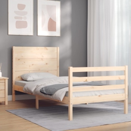 Estructura de cama con cabecero madera maciza