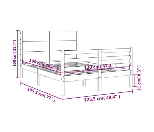 Estructura de cama matrimonio con cabecero madera marrón miel