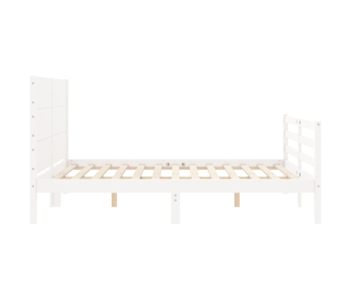 Estructura de cama con cabecero madera maciza blanco 140x190 cm