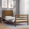 Estructura cama con cabecero madera maciza marrón miel 90x200cm