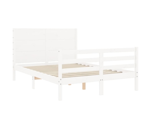 Estructura de cama con cabecero madera maciza blanco 140x200 cm