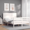 Estructura de cama con cabecero madera maciza blanco 140x200 cm