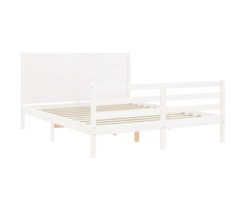 Estructura de cama con cabecero madera maciza blanco 160x200 cm