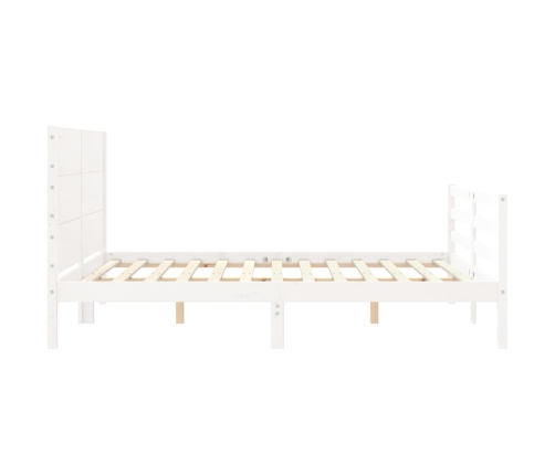 Estructura de cama con cabecero madera maciza blanco 160x200 cm