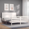 Estructura de cama con cabecero madera maciza blanco 160x200 cm