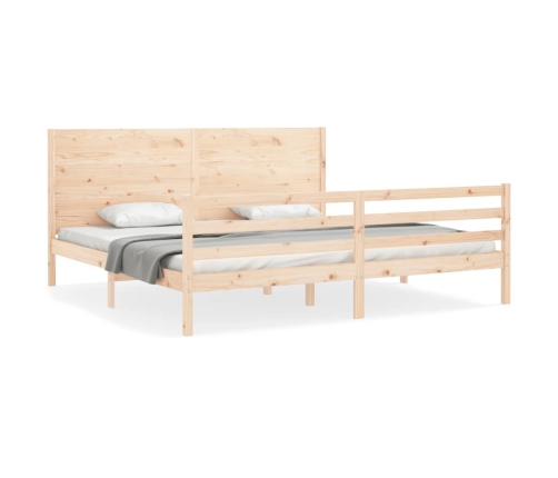 Estructura de cama con cabecero madera maciza 200x200 cm