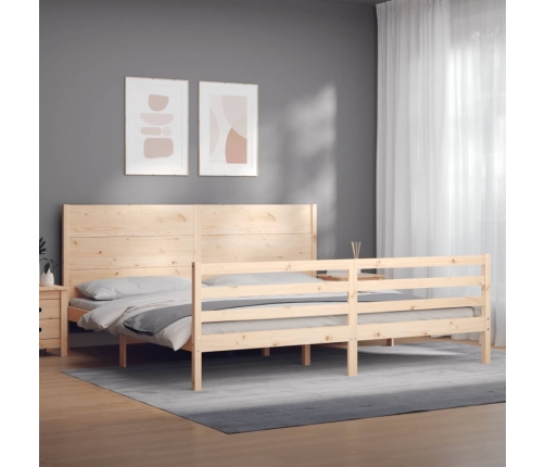 Estructura de cama con cabecero madera maciza 200x200 cm