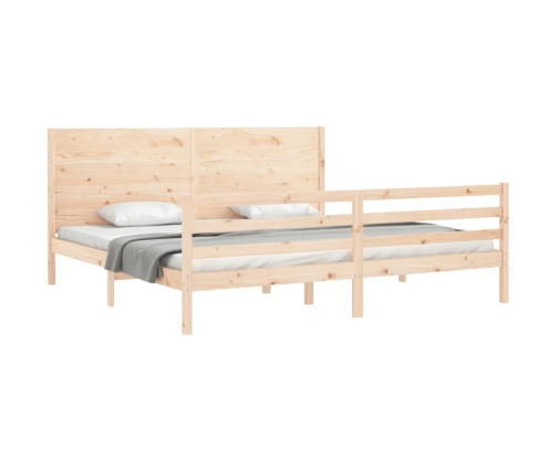 Estructura de cama con cabecero madera maciza 200x200 cm