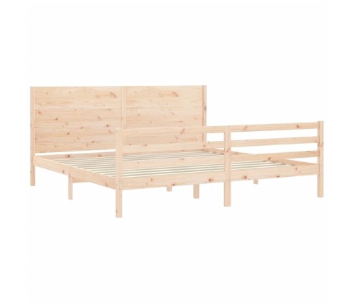 Estructura de cama con cabecero madera maciza 200x200 cm