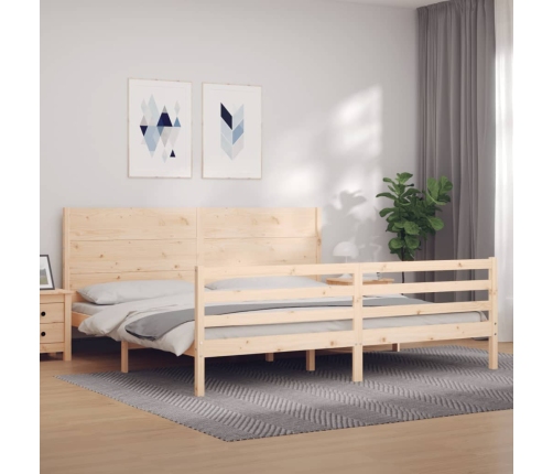 Estructura de cama con cabecero madera maciza 200x200 cm
