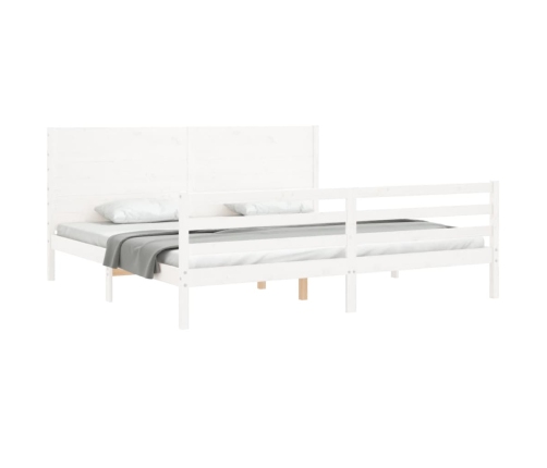 Estructura de cama con cabecero madera maciza blanco 200x200 cm