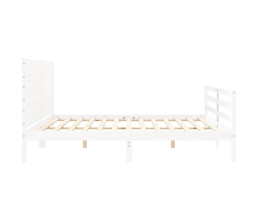 Estructura de cama con cabecero madera maciza blanco 200x200 cm