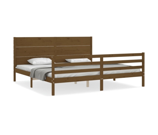 vidaXL Estructura cama y cabecero madera maciza marrón miel 200x200 cm