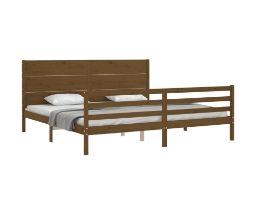 vidaXL Estructura cama y cabecero madera maciza marrón miel 200x200 cm