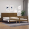 vidaXL Estructura cama y cabecero madera maciza marrón miel 200x200 cm