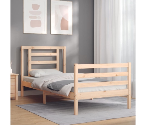 Estructura de cama con cabecero madera maciza