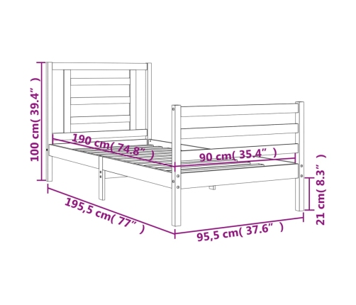 Estructura de cama con cabecero madera maciza