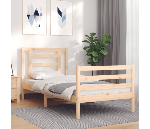 Estructura de cama con cabecero madera maciza