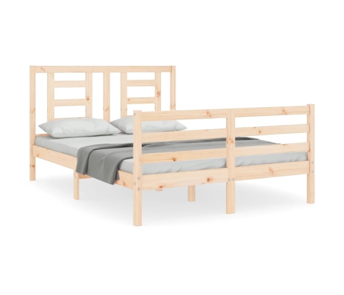 Estructura de cama de matrimonio con cabecero madera maciza