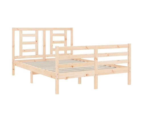 Estructura de cama de matrimonio con cabecero madera maciza