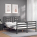 vidaXL Estructura cama de matrimonio con cabecero madera maciza gris