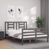 vidaXL Estructura cama de matrimonio con cabecero madera maciza gris