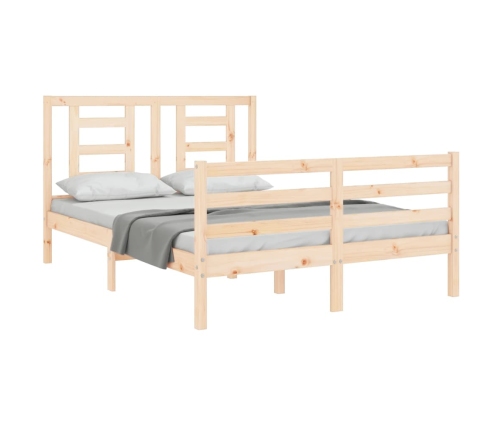 Estructura de cama con cabecero madera maciza 140x190 cm