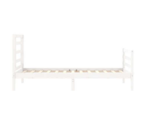 Estructura de cama con cabecero madera maciza blanco 100x200 cm