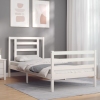 Estructura de cama con cabecero madera maciza blanco 100x200 cm