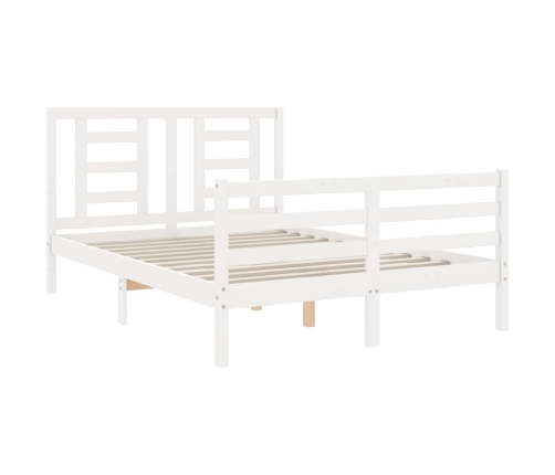 Estructura de cama con cabecero madera maciza blanco 120x200 cm