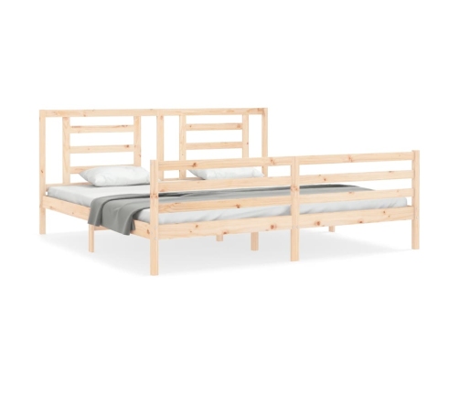 Estructura de cama de matrimonio con cabecero madera maciza