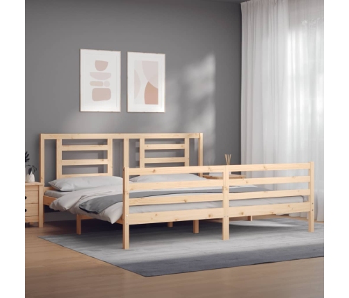 Estructura de cama de matrimonio con cabecero madera maciza