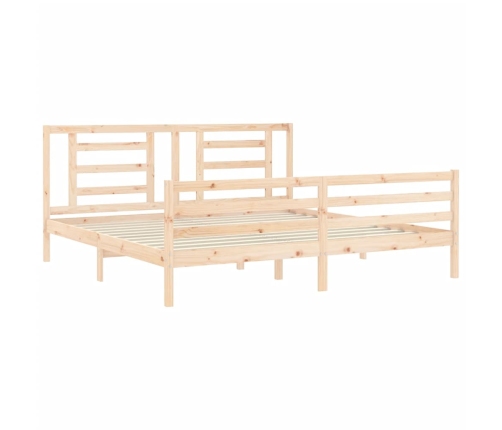 Estructura de cama de matrimonio con cabecero madera maciza