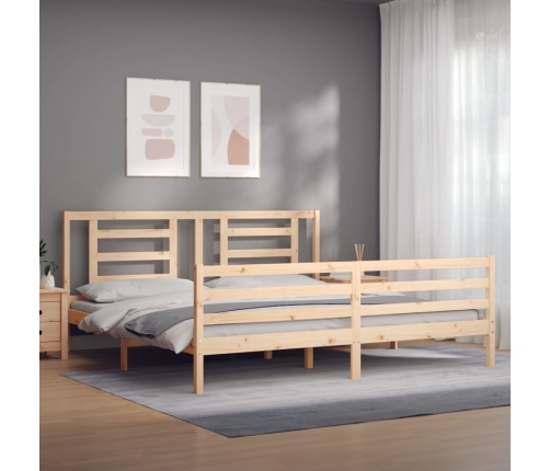 Estructura de cama con cabecero madera maciza 200x200 cm