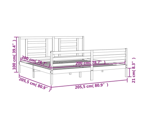 Estructura de cama con cabecero madera maciza 200x200 cm