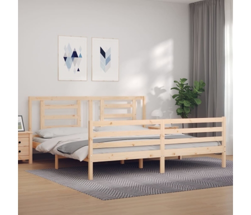 Estructura de cama con cabecero madera maciza 200x200 cm