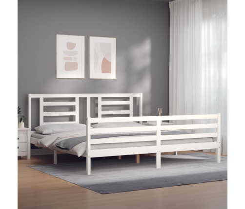 Estructura de cama con cabecero madera maciza blanco 200x200 cm