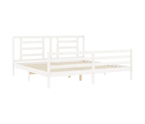 Estructura de cama con cabecero madera maciza blanco 200x200 cm