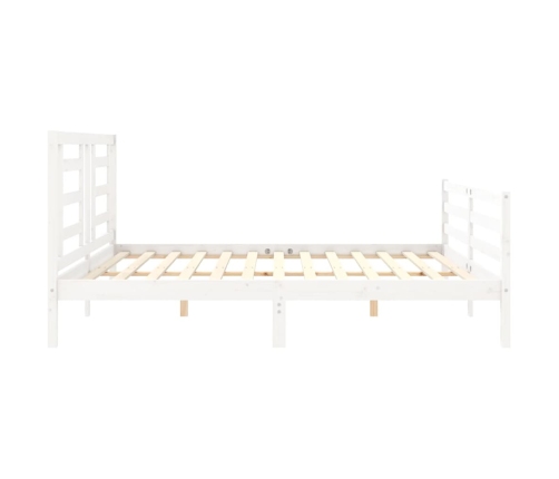 Estructura de cama con cabecero madera maciza blanco 200x200 cm