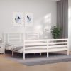 Estructura de cama con cabecero madera maciza blanco 200x200 cm