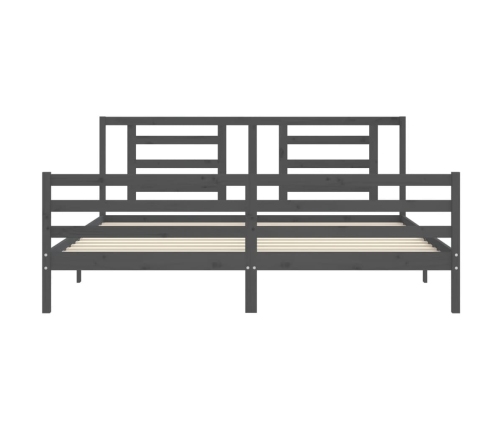 Estructura de cama con cabecero madera maciza gris 200x200 cm